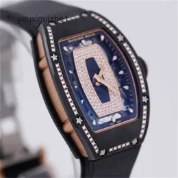 Richasmiers Watch YS Top Clone Factory Watch Automatyczna seria z włókna węglowego Watch RM07-01 Ceramic Case puste z czerwonymi kobietami Watch Xkri DMC988RCKNEY