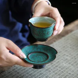 Koppar tefat keramisk te kopp retro kinesiska och tefat keramik gongfu tecup mater gaiwan skål liten porslin dricks gåva