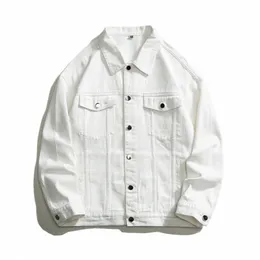 2022 Autumn New Men Oversize White Denim Kurtka streetwearna koziła swobodna wysokiej jakości wysokiej jakości płaszcze dżinsowe męskie zielone zielone czarne i5a6#