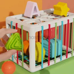 Intelligenzspielzeug, Baby-Formsortierspielzeug, Kinder, Montessori, pädagogisch, bunt, sensorischer Würfel mit elastischen Bändern für Feinmotorik, 24327