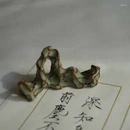 装飾的な置物の模倣Taihu Lake Stone Ceramic Pen Holder Tea Study Decorator