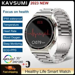Saatler Sağlıklı kan oksijen akıllı saat erkek EKG+PPG hassas vücut sıcaklığı kalp atış hızı monitör akıllı saat HRV kan basıncı saatler