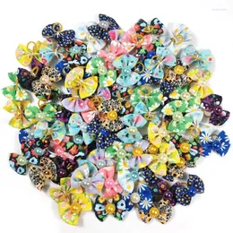 Dog Apparel 50pcs Spring Style Hair Bows Flower Doggy Rubber Bands Pet Grooming Accessories Bow For Small Dogs Charms