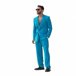 Doppio petto Abiti da uomo Abiti larghi Notch Risvolto 2 pezzi Giacca Pantaloni Formali Terno Abbigliamento maschile Prom Party Costume Homme 988Q #