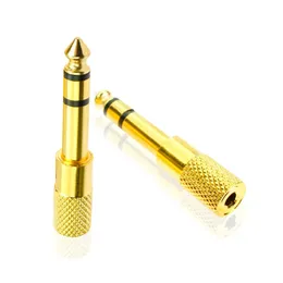 5PC 6.5mm To 3.5mm Adapter Jack Stereo Audio Adaptor for Microphone Headphone AUX Cable Gold Audio Adaptor