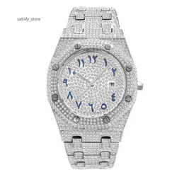 Hot Selling Brand Mens Watch Gold Plated rostfritt stål Full Diamond Watertproof Iced Out Luxury Wrist Quartz Watch