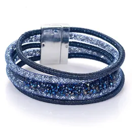 MIASOL Fashion Uniqued Multilayer Strands Crystal Charm Magnetic Armband Bangle for Women Gifts B1966 240312