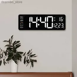 Desk Table Clocks Remote power-off control alarm for workbench temperature dual large digital clock storage electronic LED date wall installation24327