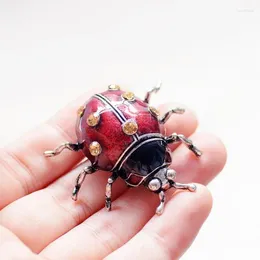 Brosches Ladybugs Emamel Pin Vintage Rhinestone Insect Brosch JewelMetal for Women Men Banket Party Clothes Pins Pines