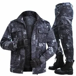 40％hot2pcs/set men's camoueスポーツ屋外スーツユニフォームメンズユニフォームカモエスポーツウェアマルチポケットカモエx92p＃