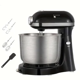 US Plug 5-in-1 Electric Stand Restaurant, Quart 300W 6-växlad mixer med pulsknapp, kommersiell hushållsbruk, 4 antislipningssugfot, bilagor inkluderar 5