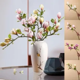 Decorative Flowers Artificial Flower Bouquet Simulation Magnolia Branch DIY Wedding Fake Silk Pography Props Home Living Room Decoration LL