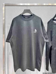 Дизайнерская высокая версия весна-лето 22 спереди с принтом B и маленькой этикеткой с вышивкой и принтом для любителей повседневной футболки OS с коротким рукавом 3SUY