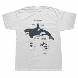 Забавные косатки Анатомия Морская биология Дикая природа Пляжные футболки Уличная одежда с коротким рукавом Подарки на день рождения Летняя футболка W6o5 #