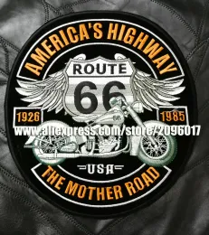 Accessori personalizzati grandi ricami grandi punk americano autostrada patch motociclisti motociclisti su rotta di abbigliamento per rotta 66 badge toppe