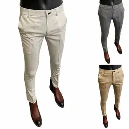 Pantaloni elasticizzati casuali da uomo estivi Nuovo colore solido Slim Busin Ufficio formale Intervista versatile per uomo Abbigliamento quotidiano Vendite calde Y33M #