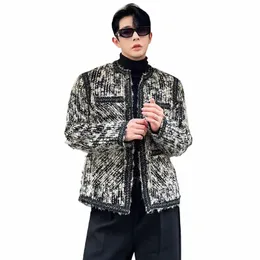 Luzhen Trendy Autumn Clession Winter Men's JacketFiウールのニッチデザイン織り襟韓国のカジュアルコートタイドNEW FB0B8F G8PD＃