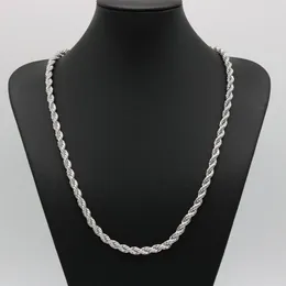 24 Inches Classic Rope Chain Thick Solid 18k White Gold Filled Womens Mens Necklace ed Knot Chain 6mm Wide224U