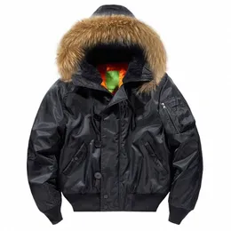 POLDING Male Winter Bomber Coat Heavy Jackets Hooded Padded Streetwear päls krage billig kort parka y2k 2023 y95v#