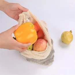 Sacos de compras 1 pc 35/45 cm útil vegetal eco saco de algodão reutilizável malha de armazenamento lavável para cozinha casa