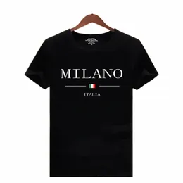 2023 Men's Summer Milano Letters Print Y2k T-shirt Man Short Sleeved Luxury Tees Clothing Loose Pure Cott Soft Tops p2Xq#