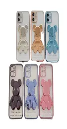 iPhone 13 12 11 Pro XS Max X XR 8 7 Plus Phone Case Plated Bear Doll Cartoonかわいい携帯電話モバイル保護カバーShining4946645