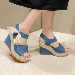 صندل High Heel 2024 Summer Fashion Wedge Platform Shoes for Women Peep Toe Comfort Fish Mouth مصمم أنثى أنثى