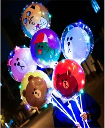 LED Cartoon Bobo Ball Balloon Luminous Light Up Transparent Balloons Toys Flashing Balloon Christmas Party Wedding bar club decora4305099