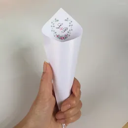 파티 장식 개인 빈티지 웨딩 색종이 원뿔 종이 진주 흰색 15 cm 25 ct