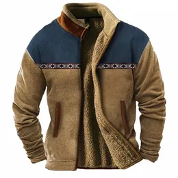 Jaqueta masculina diária vintage e casacos com zíper escovado quente Softshell Outerwear gola patchwork jaqueta para homens outono k5yG #