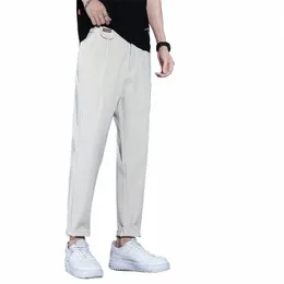 Marca ClothingHigh-Quality Busin Terno Calças Homens Pendulous Suave Sólida Casual Reta Completa Escritório Formal Calças Masculinas b9Eh #