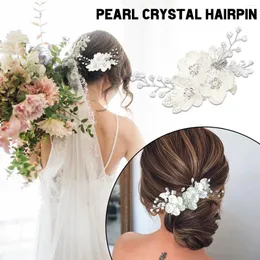 Saç klipsleri kristal inci çiçek klip çiçek stili barrette nedime mücevher gelin aksesuarları düğün gelin q2d1