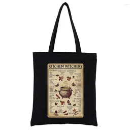 Einkaufstaschen Kitchen Witchery Y2k Canvas Tote Bag Damen Handtaschen für Frauen Casual Totes Funny Shopper Fashion Totebag Eco