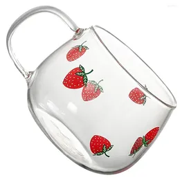 Vinglas Ceramic Coffee Travel Mugg Strawberry Drinking Glass Fruit Dish Hushåll Milk Cups Latte Clear Mugs Beverage Office