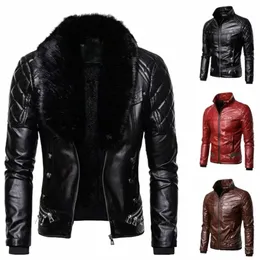 2023 Мужская осенняя замшевая куртка со съемным облегающим воротником, мужская теплая куртка из искусственной кожи, новая мотоциклетная куртка-бомбер, шерстяная кожаная куртка EUR 2XL Z6ab #