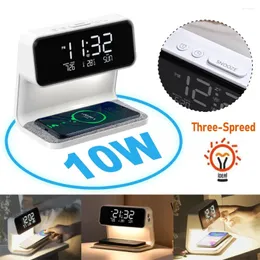 Tablo Saatleri 3 Arada 1 Dijital Takvim Çartı Saat Kablosuz Şarj Cihazı LCD Ekran Yatak Odası Döküm Yapılabilir Lamba