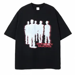 男性Tシャツコットシャドウレタープリントパンクヒップホップゴシックストリートウェア半袖夏韓国FIトップティーY2K衣類a9eq＃