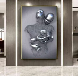 Pary nordyckie metalowa figura posągu ścienne nowoczesne malowanie plakat kochanek rzeźba