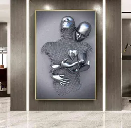 Casais nórdicos figura de metal estátua arte da parede pintura moderna cartaz amante escultura impressão usada para corredor quarto decoração casa h5432385