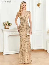 Urban Sexy Dresses Lucyinlove Elegantes Champagner-Abendkleid für Frauen, lang, 2024, luxuriöse Meerjungfrau, formale Pailletten, Abschlussball, Hochzeit, Party, Cocktail, yq240327