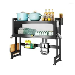 Kitchen Storage Multifunctional Expandable Over Sink Dish Drainer Drying Rack With Door Countertop Telescoping For