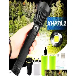 مصباح يدوي مشاعل مصباح يدوي LED 90000 Lumens X702 معظم PowerF 26650 USB Torch X70 مصباح الصيد مصباح يدوي Light7390034 Drop Deliv Otoyc