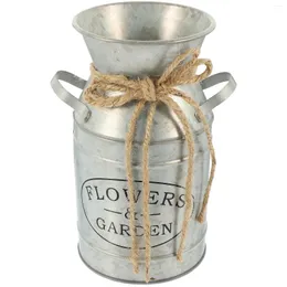 Vasi Decor Vaso da fiori Disposizione Vaso zincato Retro Secchio Pianta Vasi da giardino Fioriere