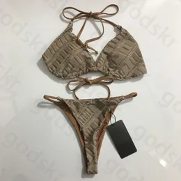 Klassisk tryck Bikini Kvinnor Trendiga Summer Beach Baddräkt för kvinnor Thin Strappy Backless badkläder