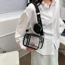 حقائب المساء أنثى كروس جاسودي استاد وافقت شفافة PVC واضحة الهاتف الأزياء مقاومة للماء محفظة مربع المربع نساء