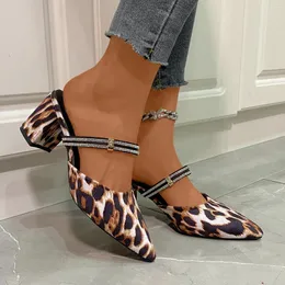 Sapatos de vestido verão mulheres salto alto sandálias moda leopardo padrão quadrado aberto dedo do pé plus sizewomensandals