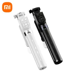 Sticks Xiaomi Multifunktionell selfie -pinne för att filma live streaming triangel mobiltelefonhållare Bluetooth selfie pole med ljus