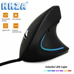 Mice Wired Right Hand Vertical RGB Mouse Ergonomic Gaming Mouse 800 1200 1600 3200DPI USB Optical Wrist Healthy Mause for PC Computer