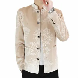 2024-New Męski dżentelmen Blazer Slim Casual British Style Ruffian Handsome Chinese Jacquard Satin Persalis Fi Suit J8ds#