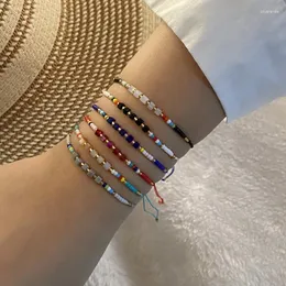 Link pulseiras boho colorido artesanal contas pulseira para mulheres simples trançado corda envoltório amizade unisex jóias atacado